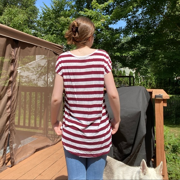 Maroon Striped Pocket Tee - Picture 12 of 12